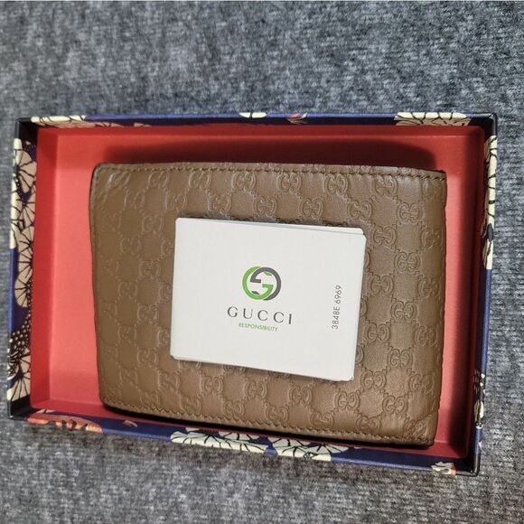 Gucci Microguccissima Men's Brown Leather GG Bifold Coin Wallet 292534 - Picture 5 of 11